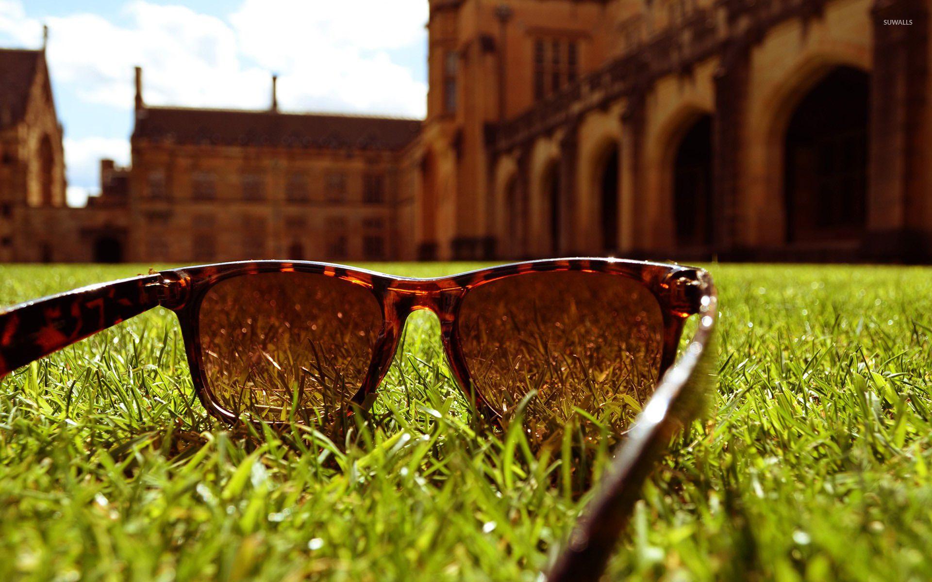1920x1200 Sunglasses in the grass wallpaper wallpaper