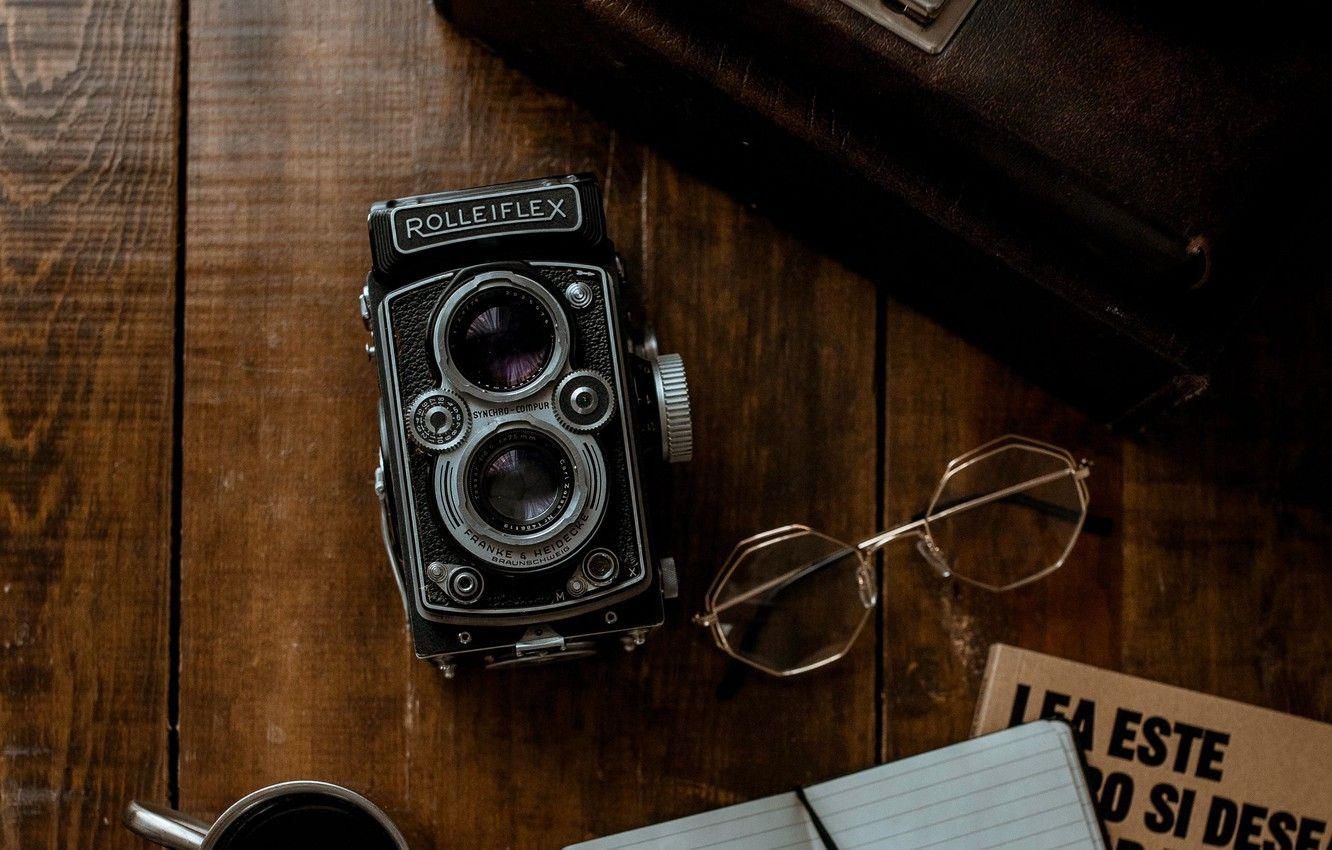 1332x850 Wallpaper retro, glasses, the camera, Notepad, book image for desktop, section стиль