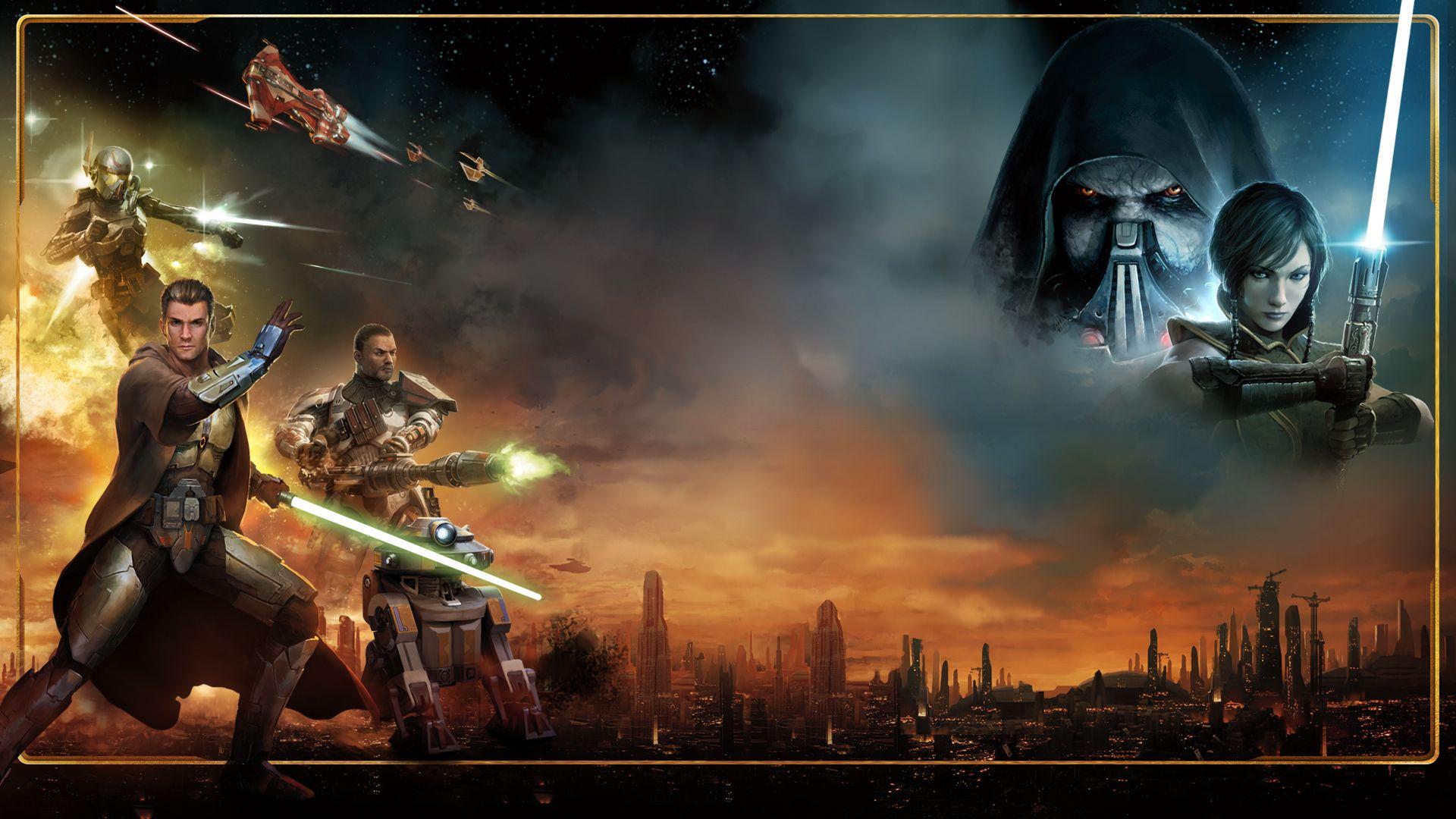 1920x1080 Star Wars The Old Republic Warrior Cosmic Battle Between Two Empires