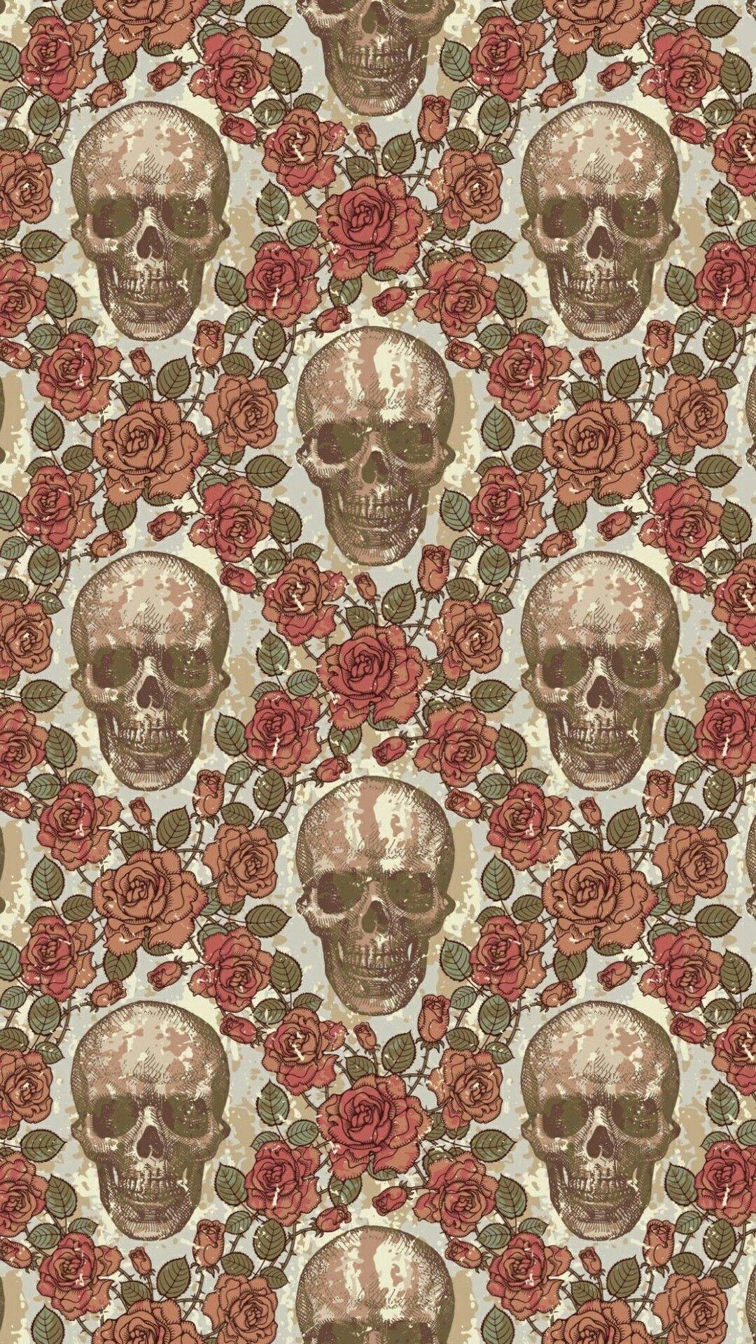 1080x1920 Skulls & Roses On Paper Src Top Cute Skull Wallpaper Pattern Wallpaper iPhone HD Wallpaper