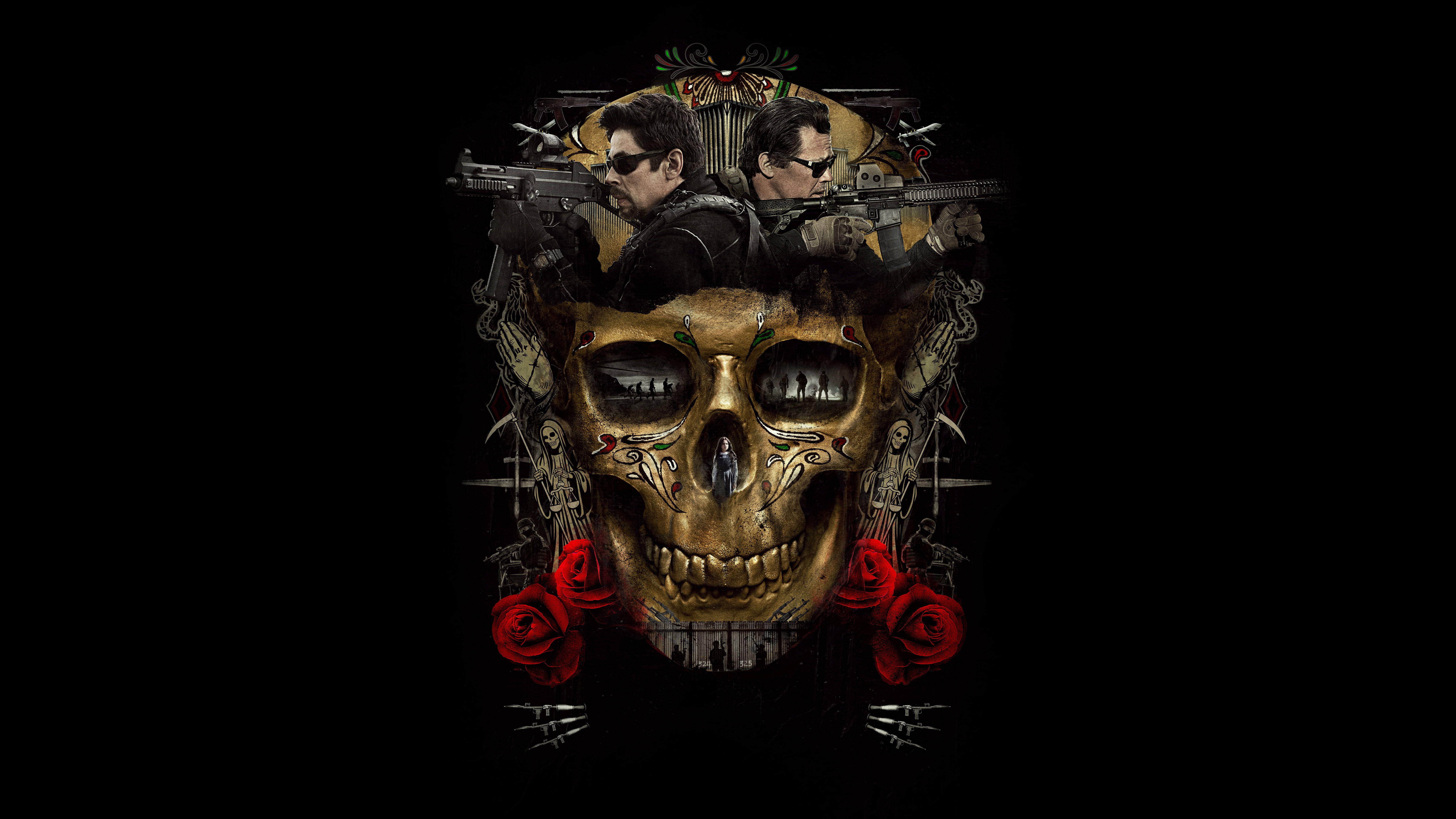 7680x4320 Skull Roses Wallpaper