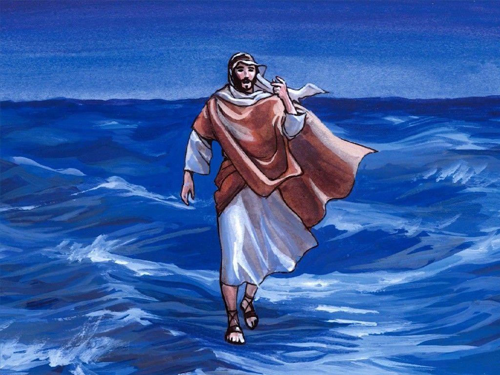 1024x768 FreeBibleimage - Jesus Walks On The Water - When Peter Sees Jesus Walking On The Water, He Wants To Do The Same (Matthew 14:22 33)