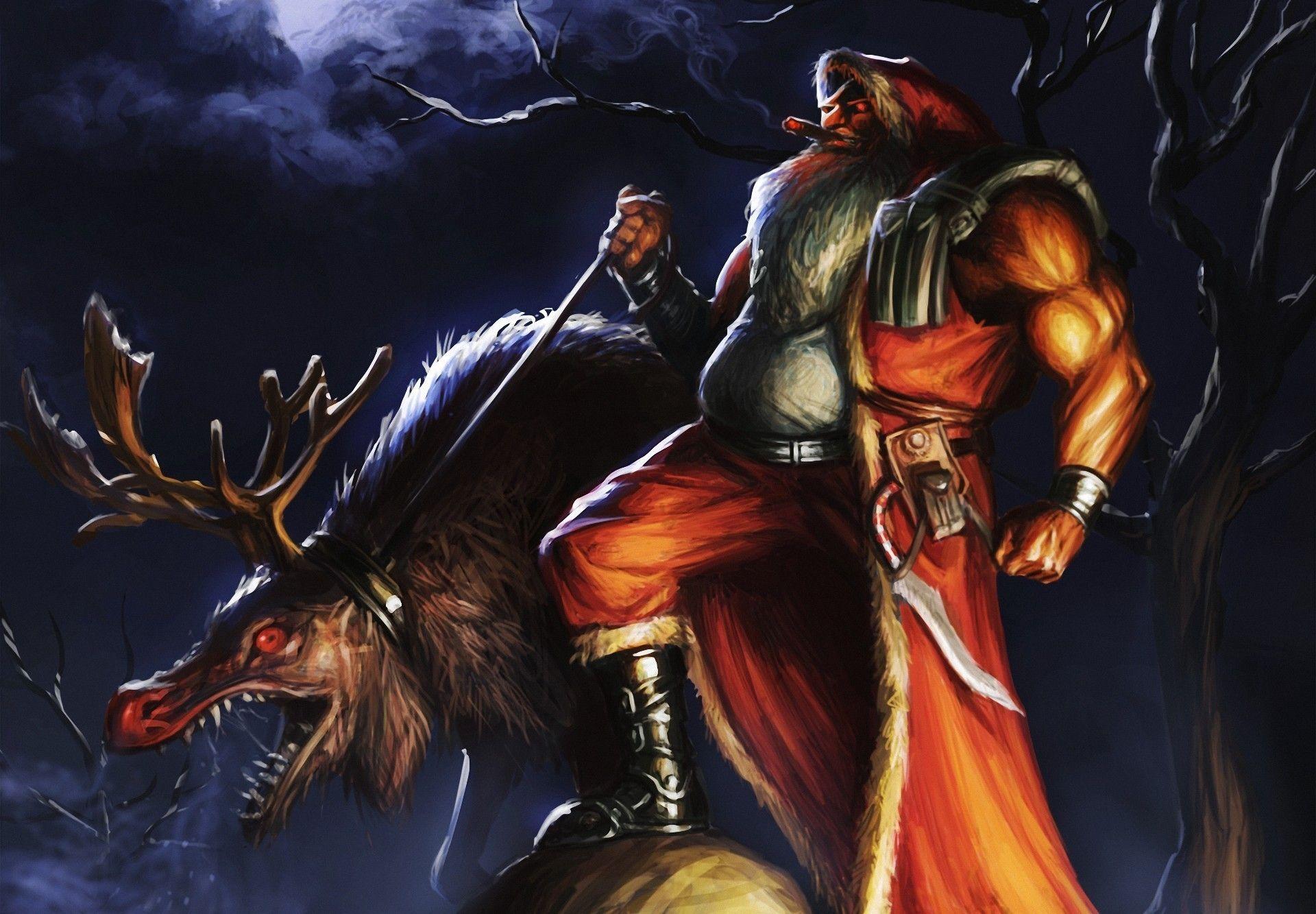 1920x1333 Dark christmas santa monster creature deer wallpaperx1333