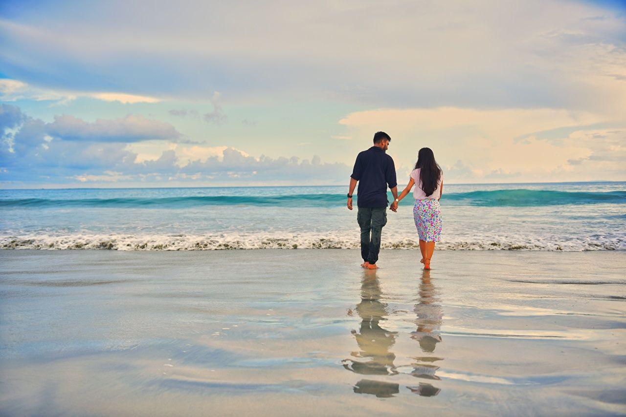 1280x854 Photo on a date Man lovers beaches 2 Sea walk Nature Waves Water