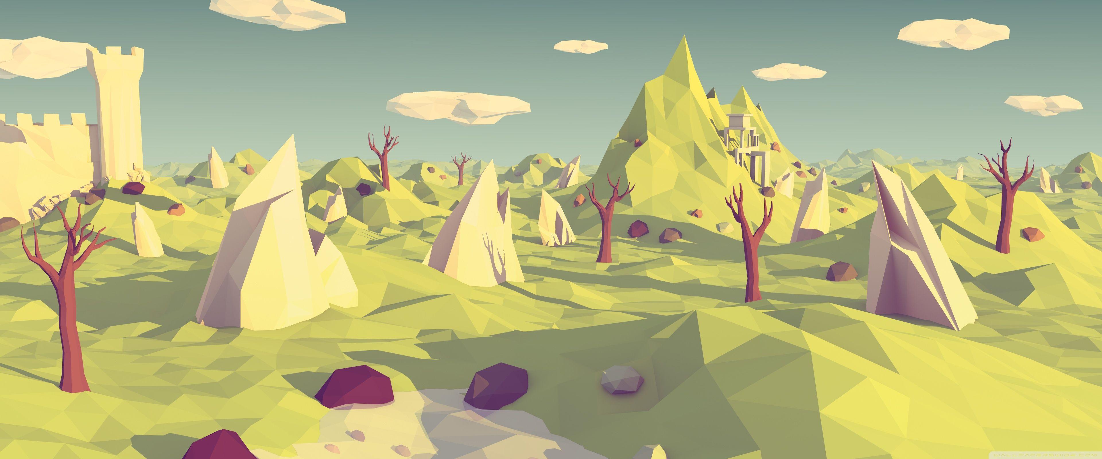 3840x1600 Low Poly Art Ultra HD Desktop Background Wallpaper for : Widescreen & UltraWide Desktop & Laptop : Multi Display, Dual Monitor : Tablet