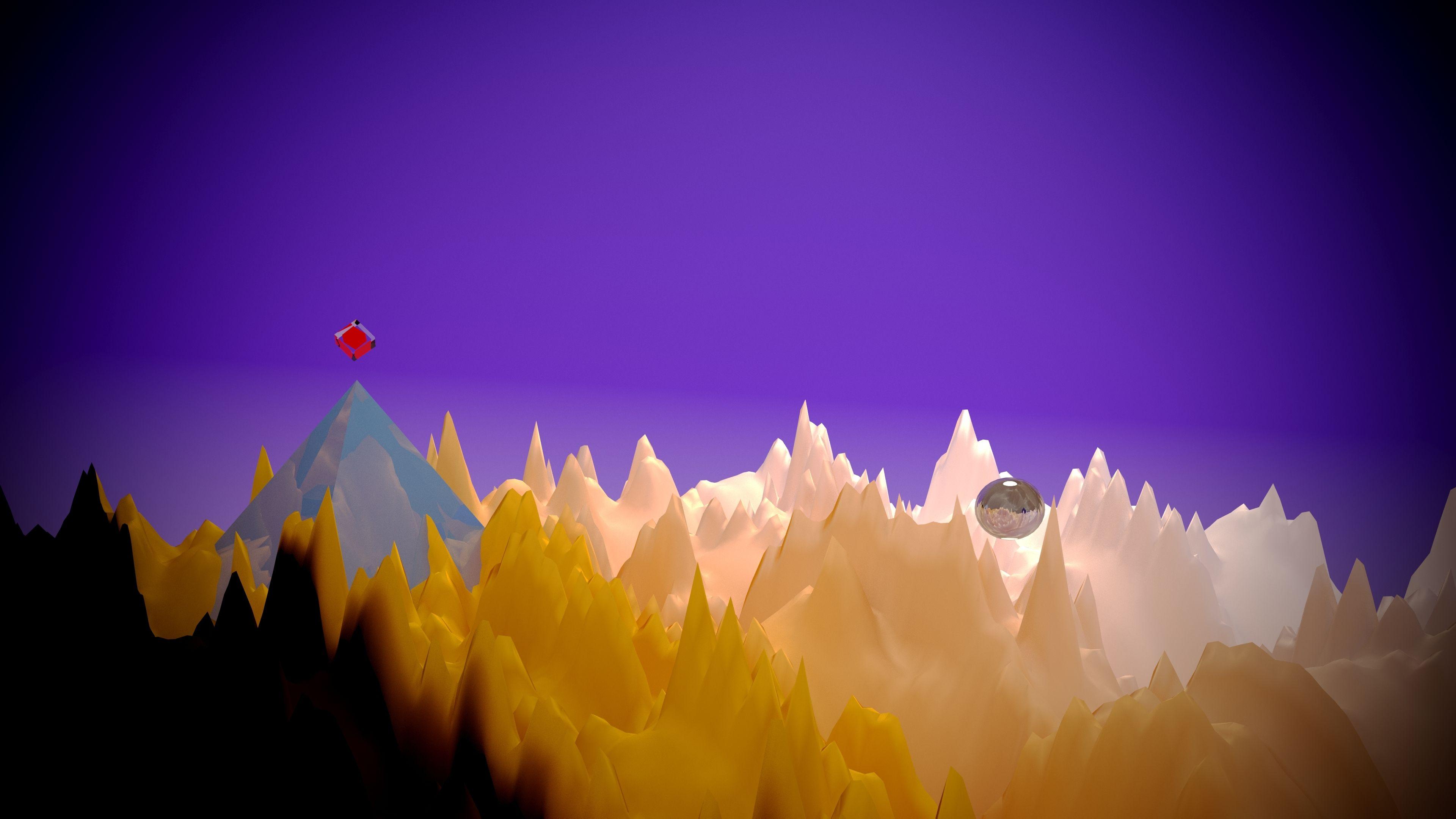 3840x2160 Pyramid Space Low Poly Art Wallpaper, HD 3D 4K Wallpaper, Image, Photo and Background