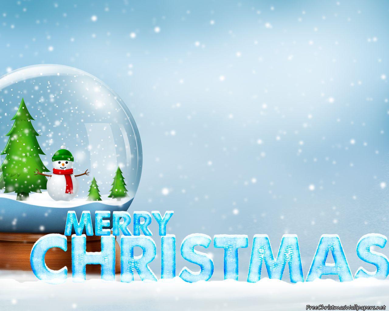 1280x1024 Merry Christmas Snow Globe Wallpaper