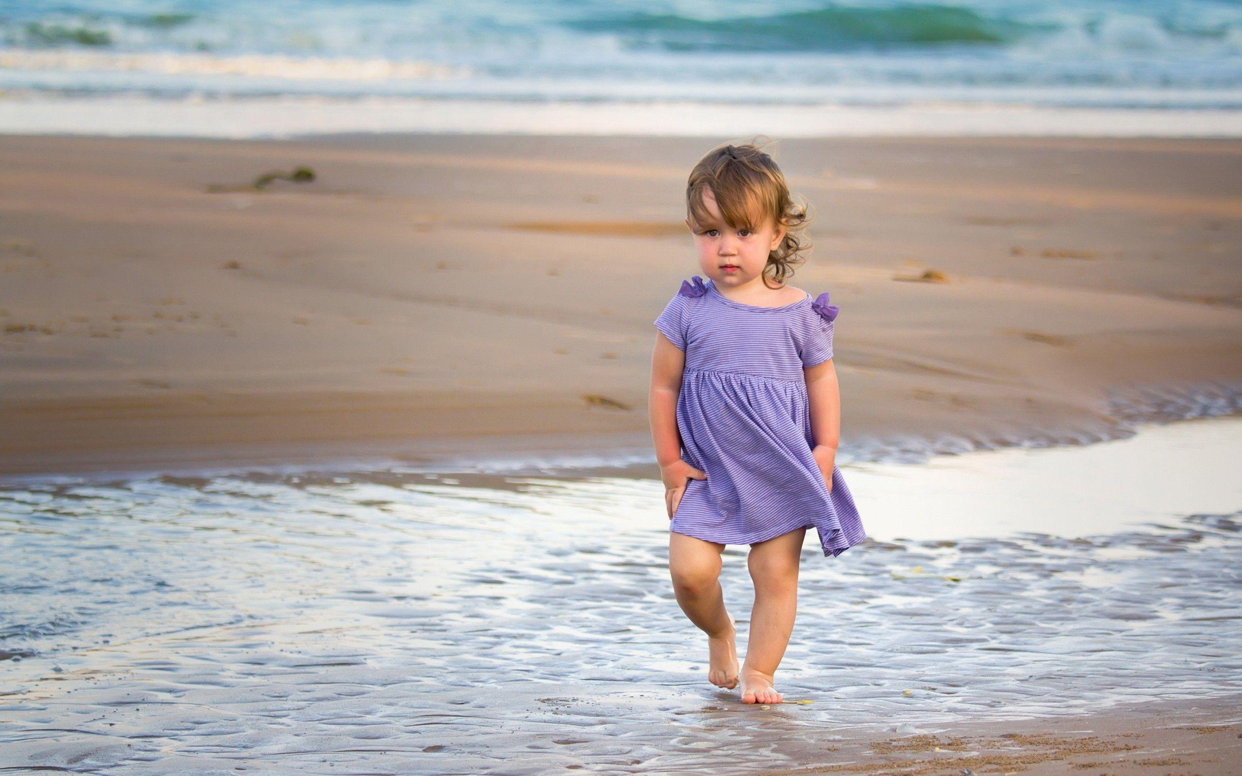 2560x1600 Walking In Ocean Water. Cute baby wallpaper, Cute baby girl, Cute little girls