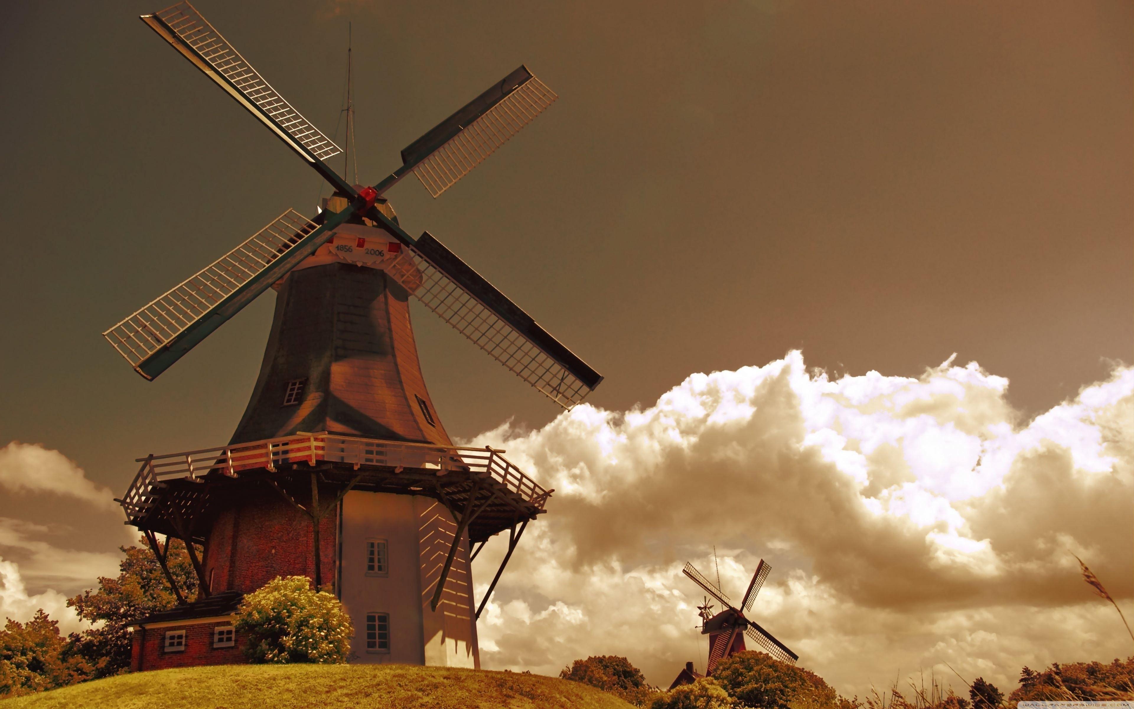 3840x2400 Windmills In The Netherlands HD. youpic.us. Windmill, Widescreen wallpaper, Wallpaper vintage