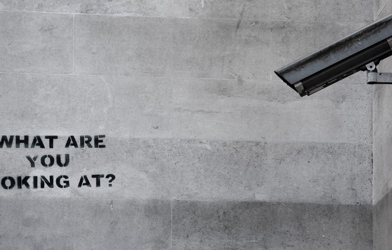 1332x850 Wallpaper graffiti, security camera, black paint, rebellion image for desktop, section ситуации