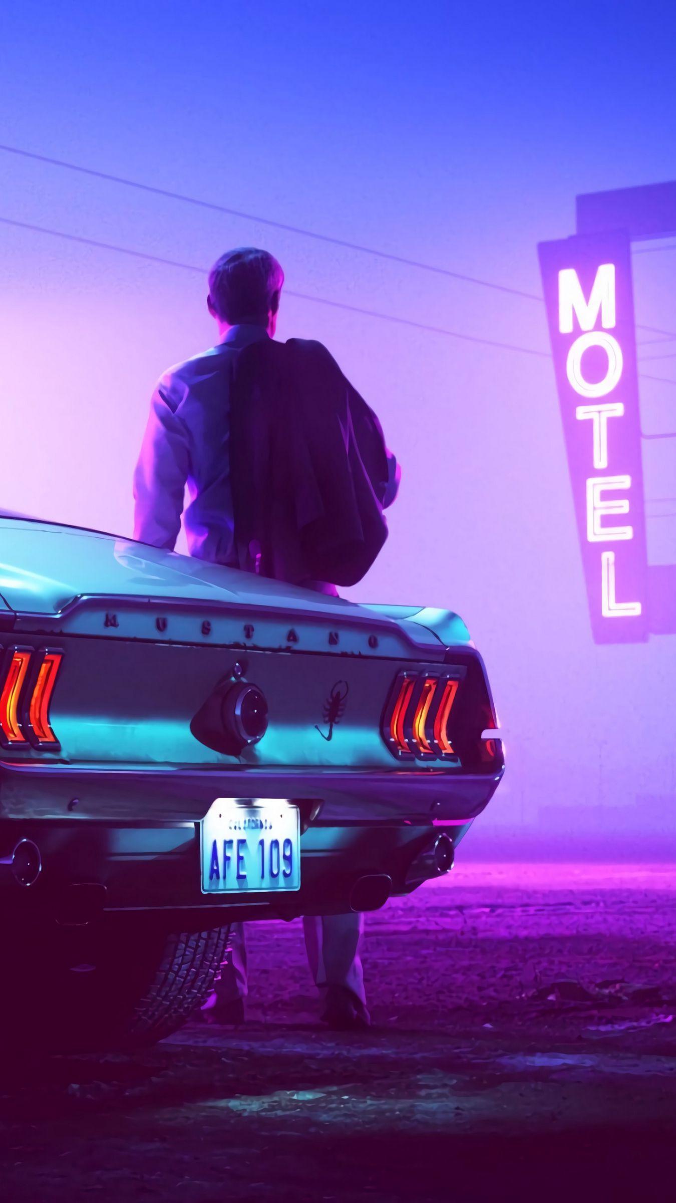 1350x2400 iPhone Neon Car Wallpaper