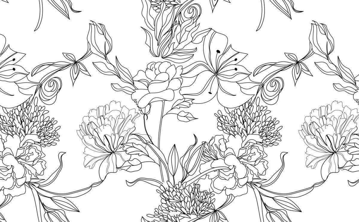 1200x742 White Floral Pattern Wallpaper .wallsneedlove.com · In stock