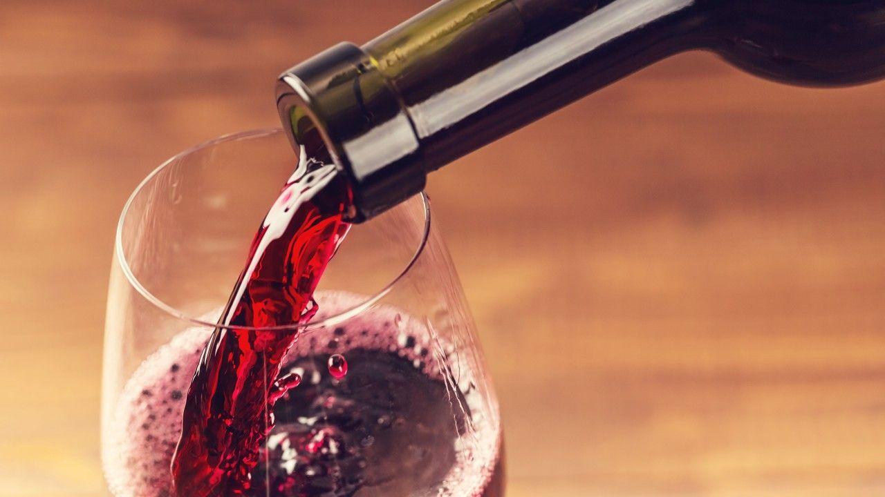 1280x720 Wallpaper Red wine, Glass, Bottle, 4K, Lifestyle
