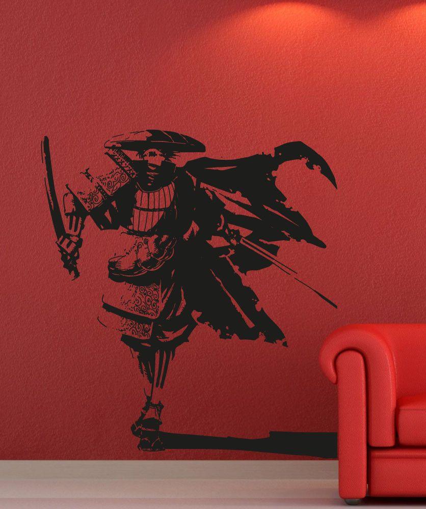 836x1000 Wall Art: Stickers Decal Samurai Wall Art Red Painting