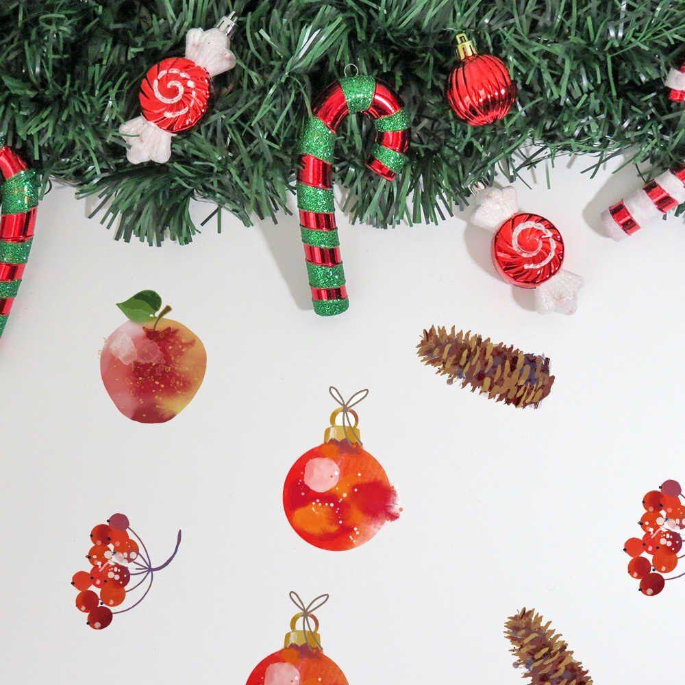 1000x1000 Merry Christmas Watercolor Wall Sticker French Dessert Apple Decoration Self Adhesive Waterproof Wallpaper for Children's Room. Wallpaper