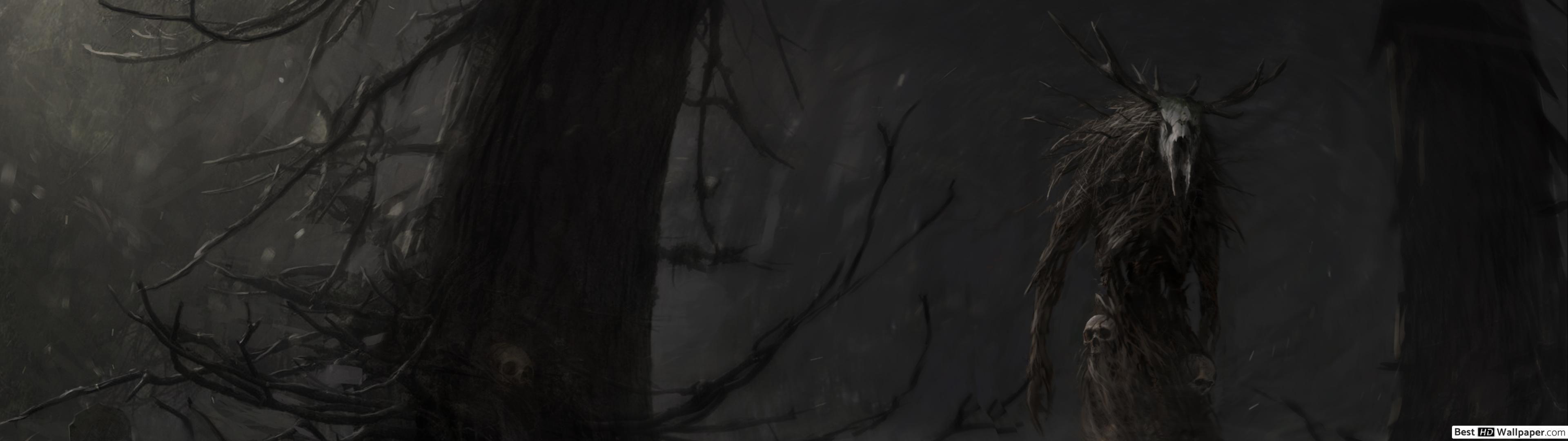 3840x1080 The Witcher 3 Hunt (shaman) HD wallpaper download