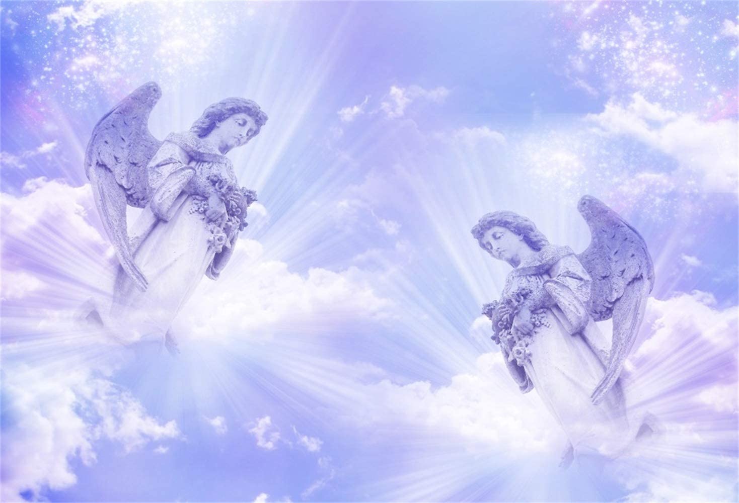 1468x1000 Amazon.com : Laeacco 10x8ft Two Angels with Wit Rays of Light Above The Heaven Backdrop Vinyl Blue Sky Divine Paradise Pentecost Background Church Bible School Event Activities Wallpaper Jesus Christian Belief
