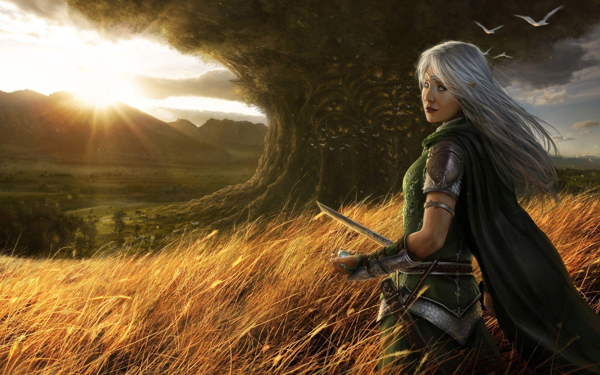 1920x1200 Back, woman, fantasy, wallpaper, warrior