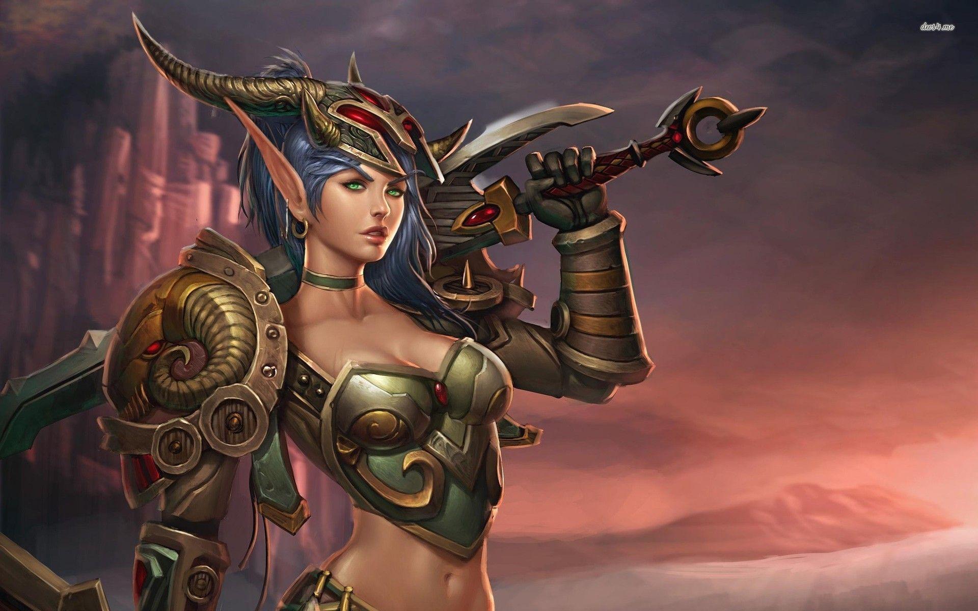 1920x1200 Fantasy Swordsman Artwork Female