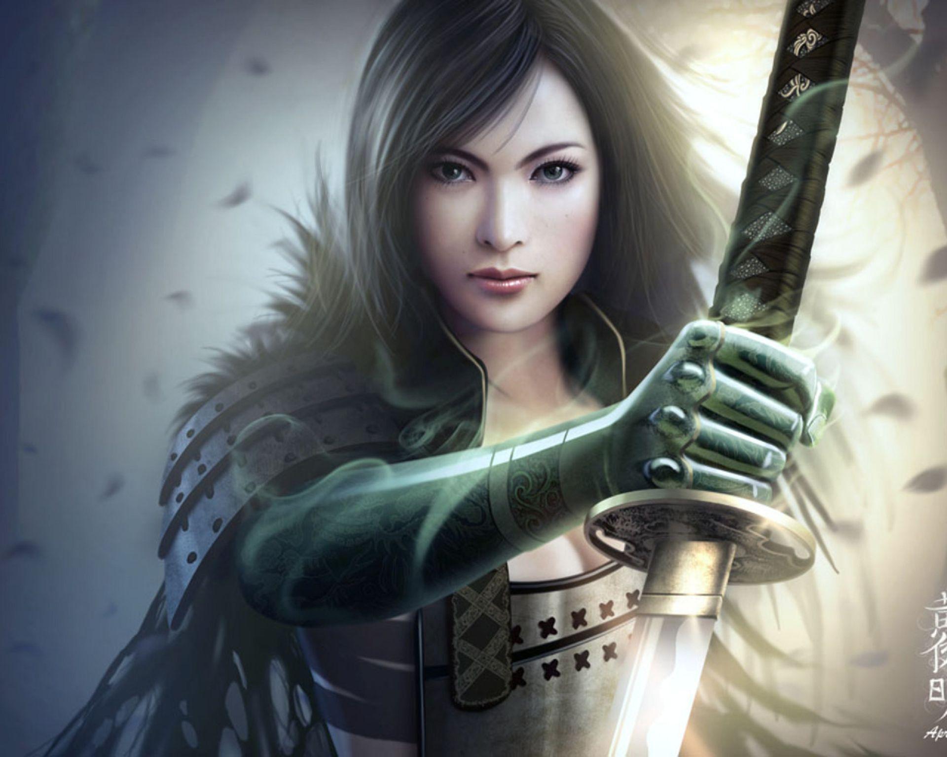 1920x1536 Fantasy Warrior Girl Wallpaper
