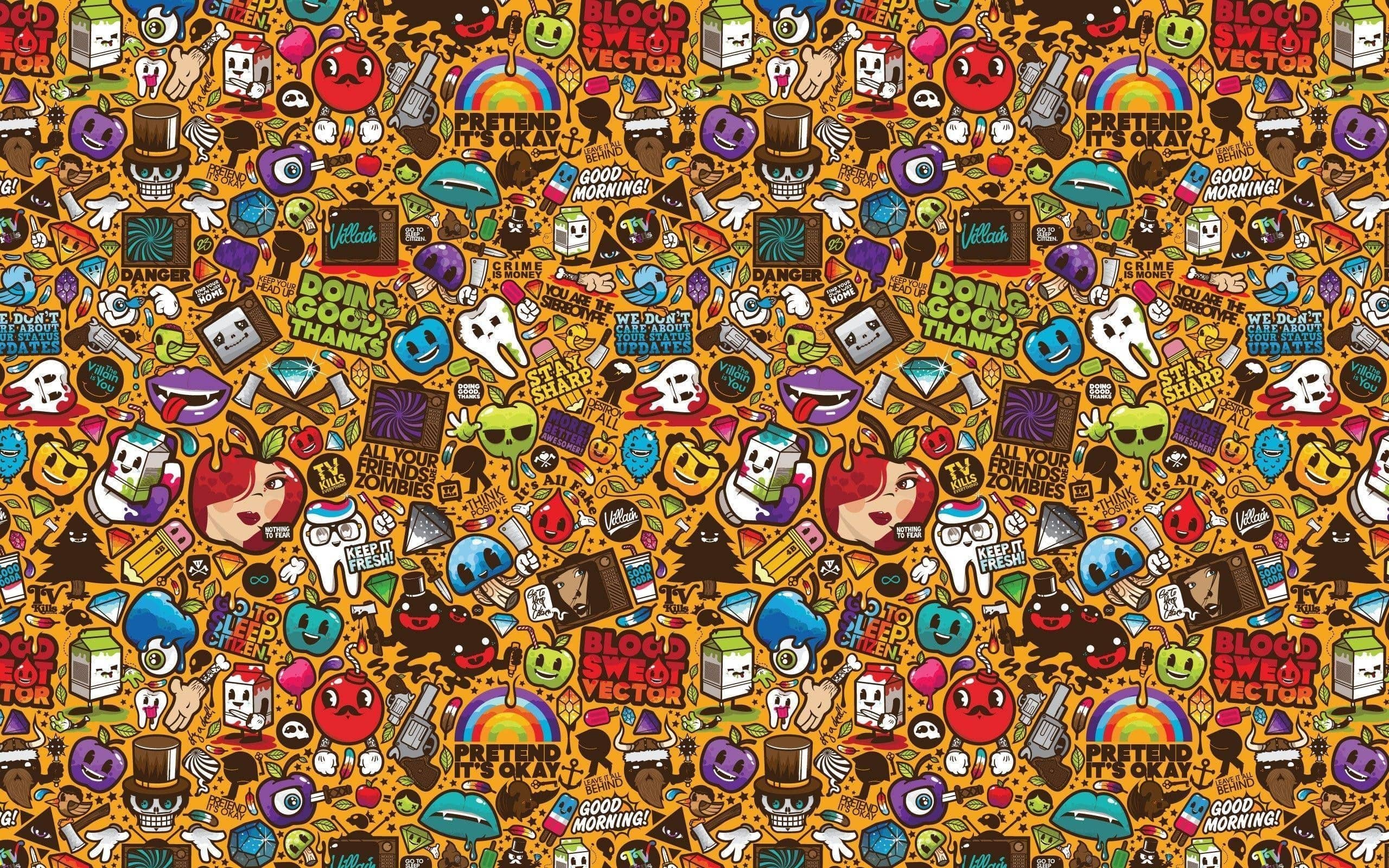 2560x1600 Doodle Colorful Wallpaper Free HD Wallpaper