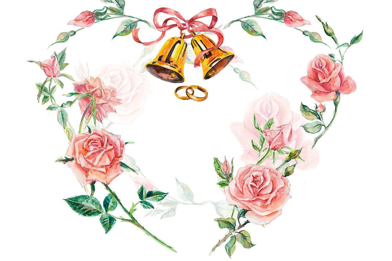 1500x998 Wedding roses and bells #hand#Watercolor#Flower#drawing. Flower drawing, Watercolor flowers, Rose wedding