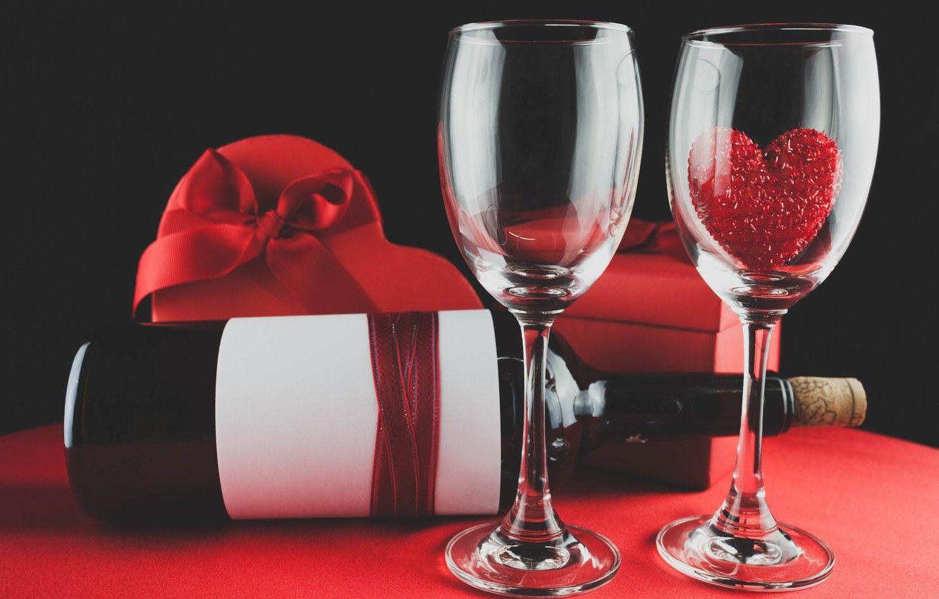 1332x850 Wallpaper wine, glasses, red, love, romantic, hearts, valentine's day, gift, roses, red roses image for desktop, section праздники