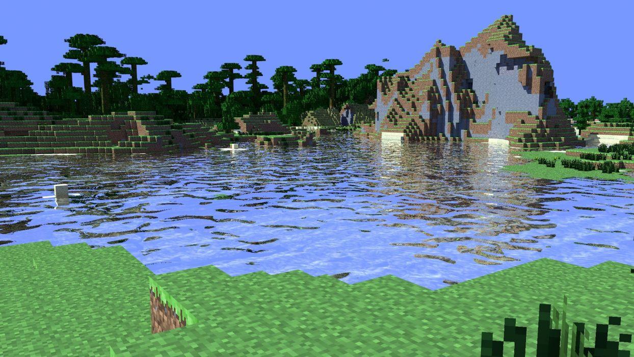 1244x700 Water jungle Minecraft cinema 4d tapeta wallpaperx1080