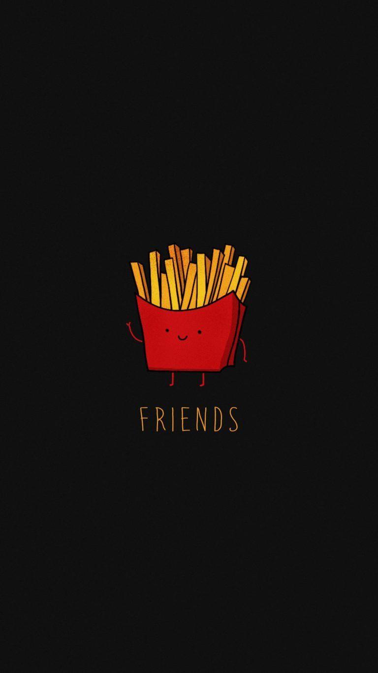 768x1365 French Fries Friends Designed Dark iPhone Wallpaper ⋆ Traxzee