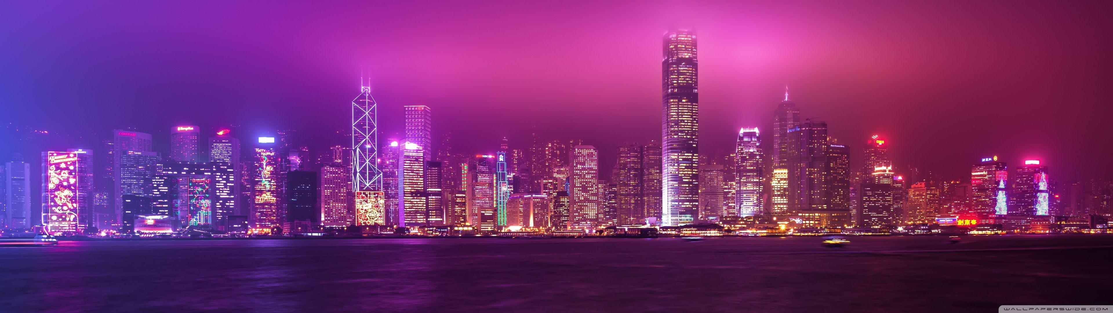 Neon City Wallpaper 3840x1080 We Have 74 Amazing Background Pictures