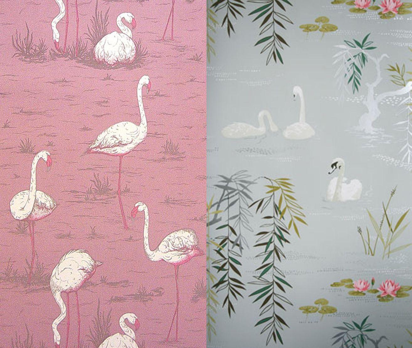 1313x1107 Vintage Pink Flamingo Wallpaper