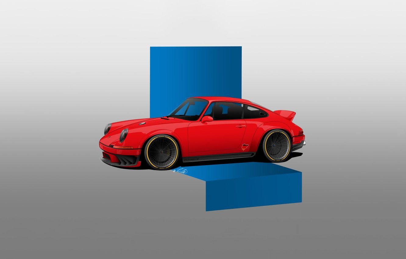 1332x850 Wallpaper Red, Auto, Machine, Red, Porsche Minimalism, Transport & Vehicles, by Thomás Carlotto, 9 1 Thomás Carlotto image for desktop, section минимализм