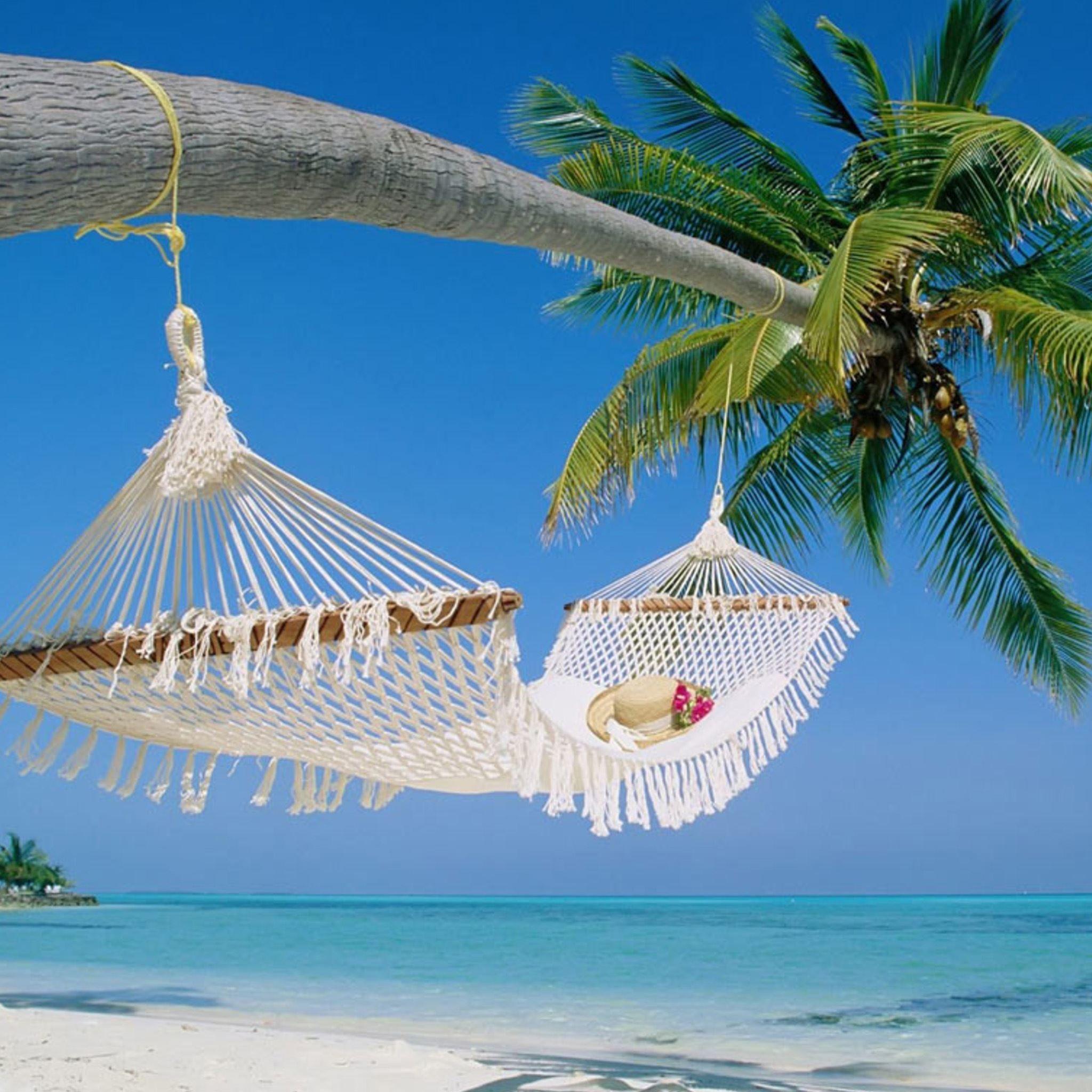 2048x2048 Tropical Beach Bed iPad Air Wallpaper Free Download
