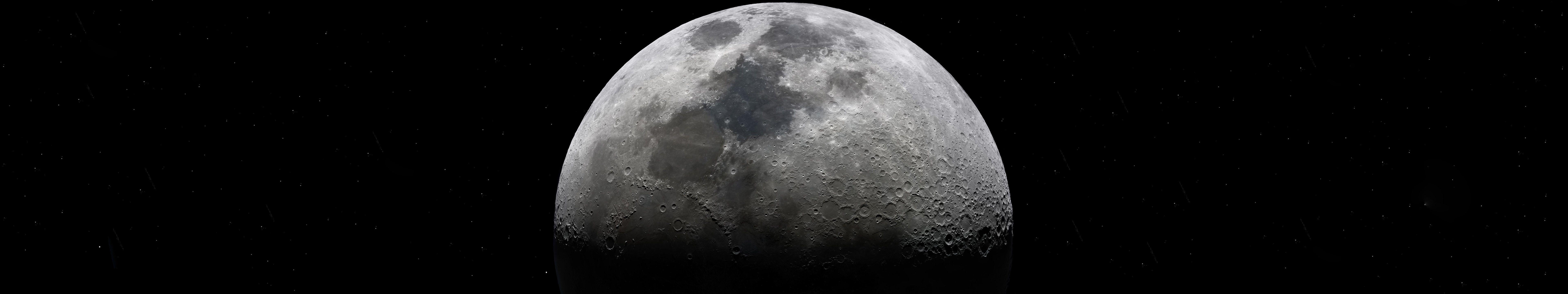 7680x1440 Moon 4K wallpaper