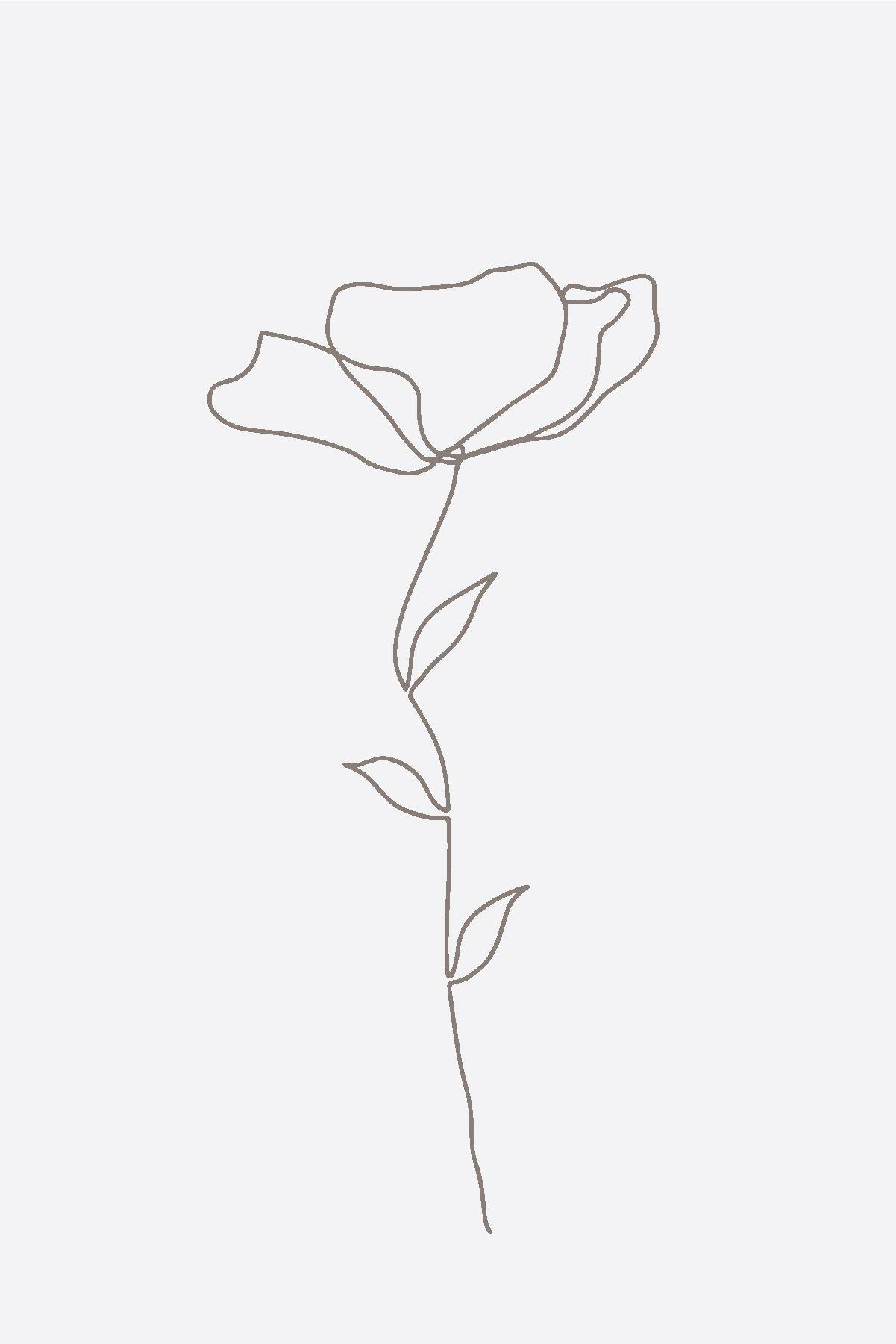 1201x1801 Flower Abstract Line Art Print, Minimalist Art Print (Digital Print)