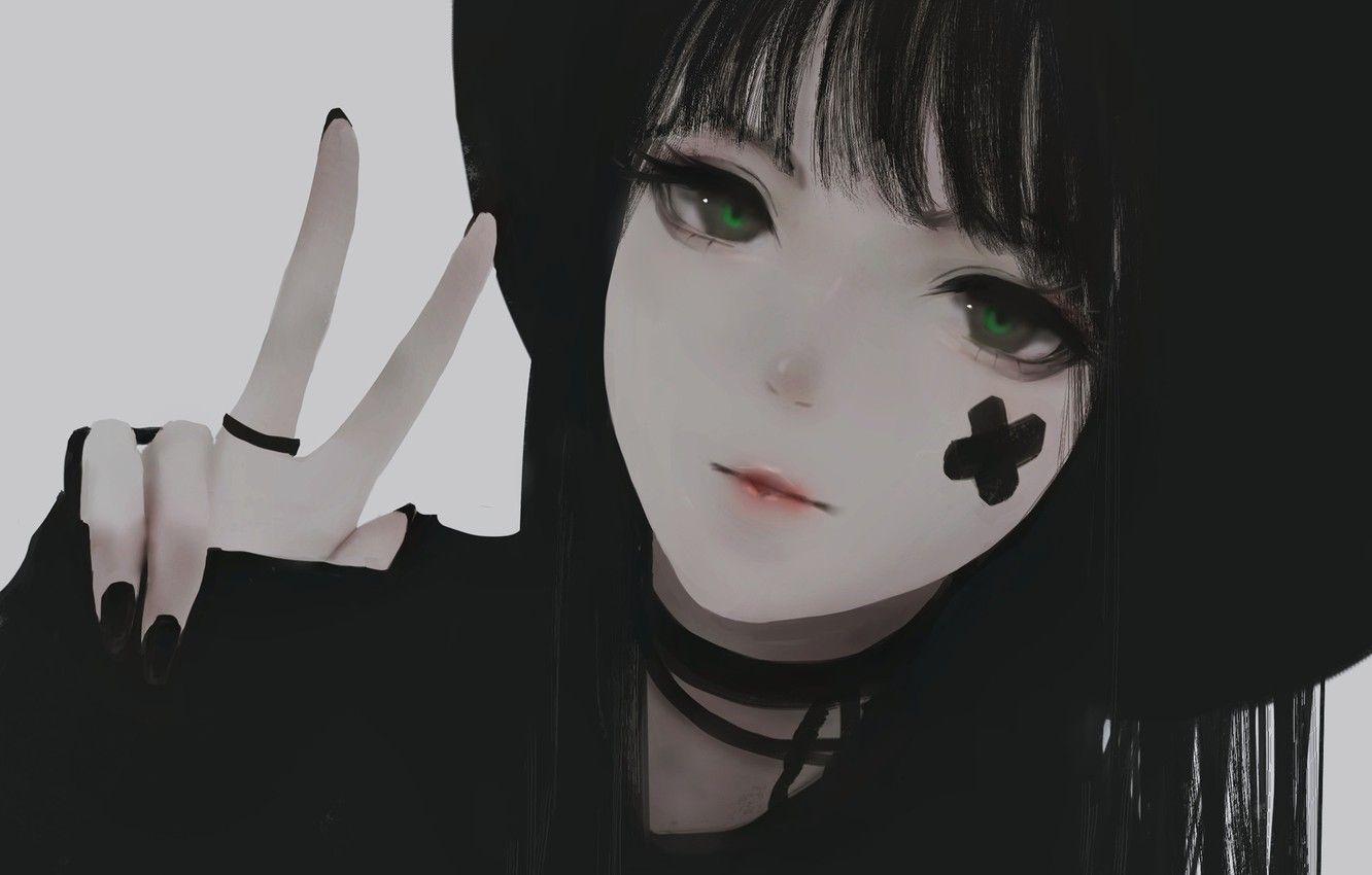 1332x850 Wallpaper look, girl, sign, hat, Aoi Ogata image for desktop, section арт