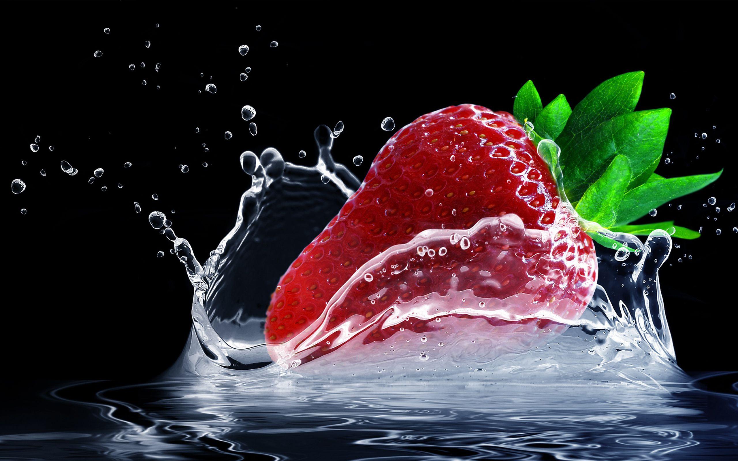 2560x1600 Wallpaper 4k Strawberry Water Splash Hot, Splash, Strawberry, Water