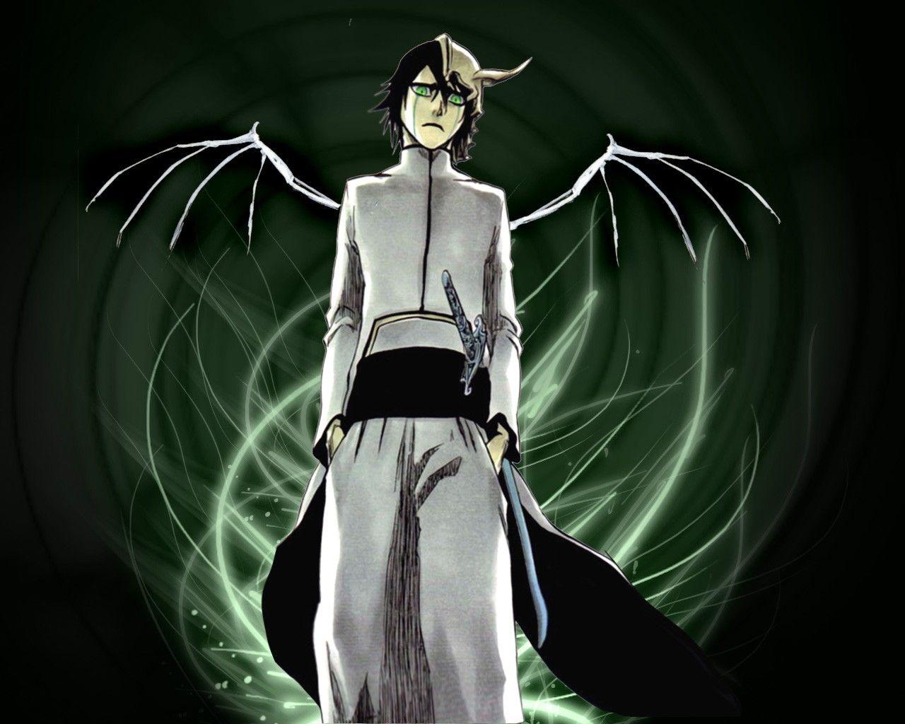 1280x1024 wings bleach green eyes espada ulquiorra cifer skeletal 1280x1024