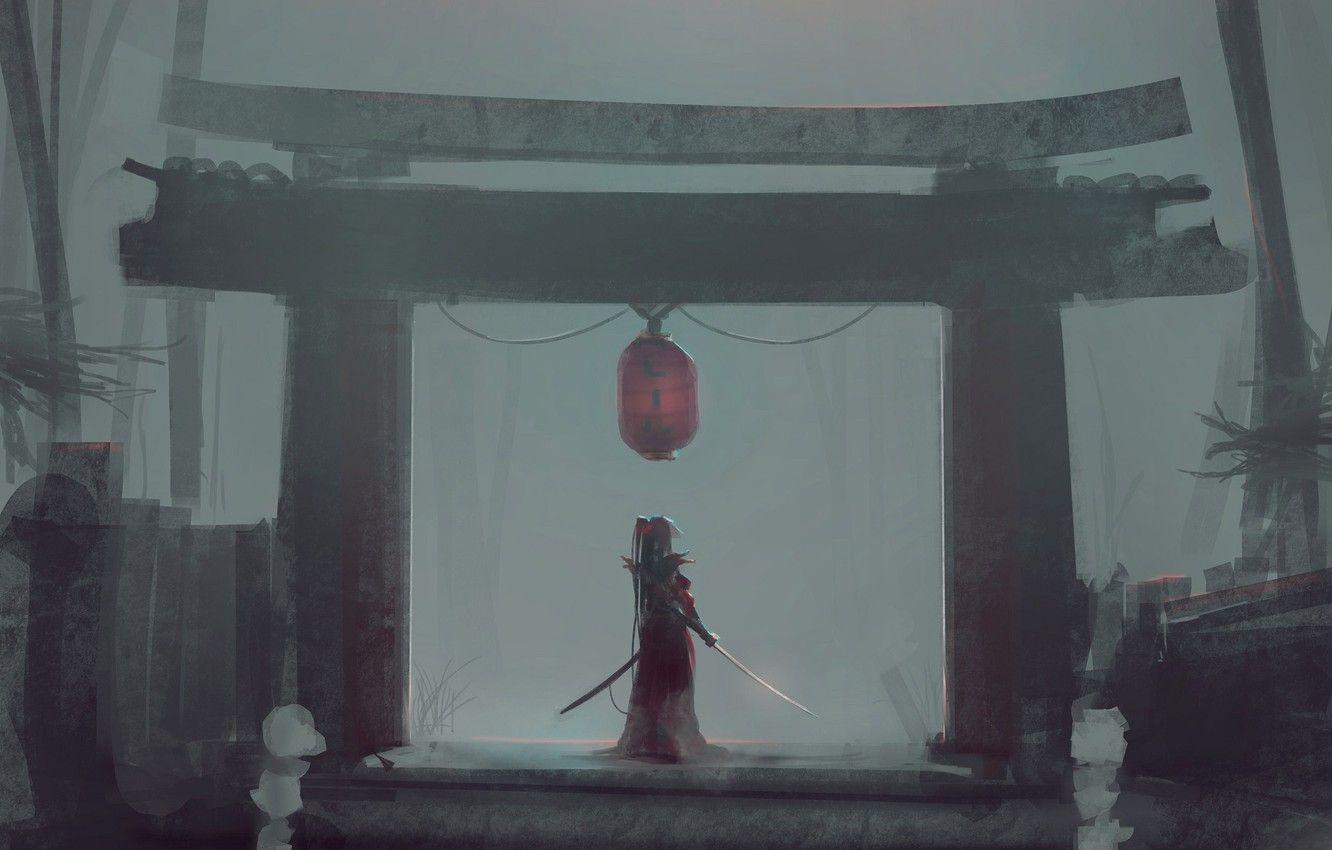 1332x850 Wallpaper girl, background, sword, art, Aoi Ogata image for desktop, section арт