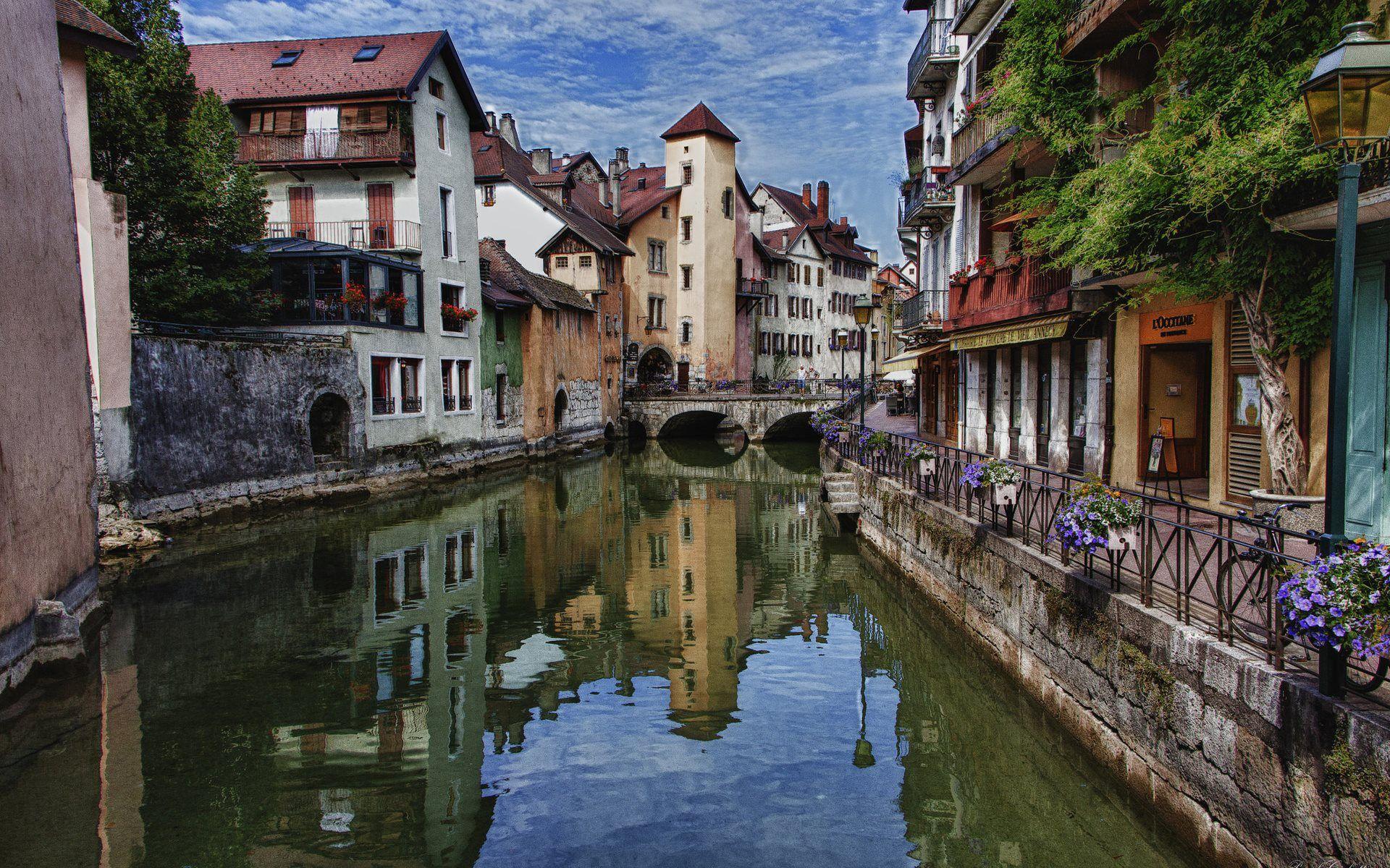 1920x1200 Download wallpaper Annecy, canal, summer, bridge, France for desktop with resolution 1920x1200. High Quality HD picture wallpaper