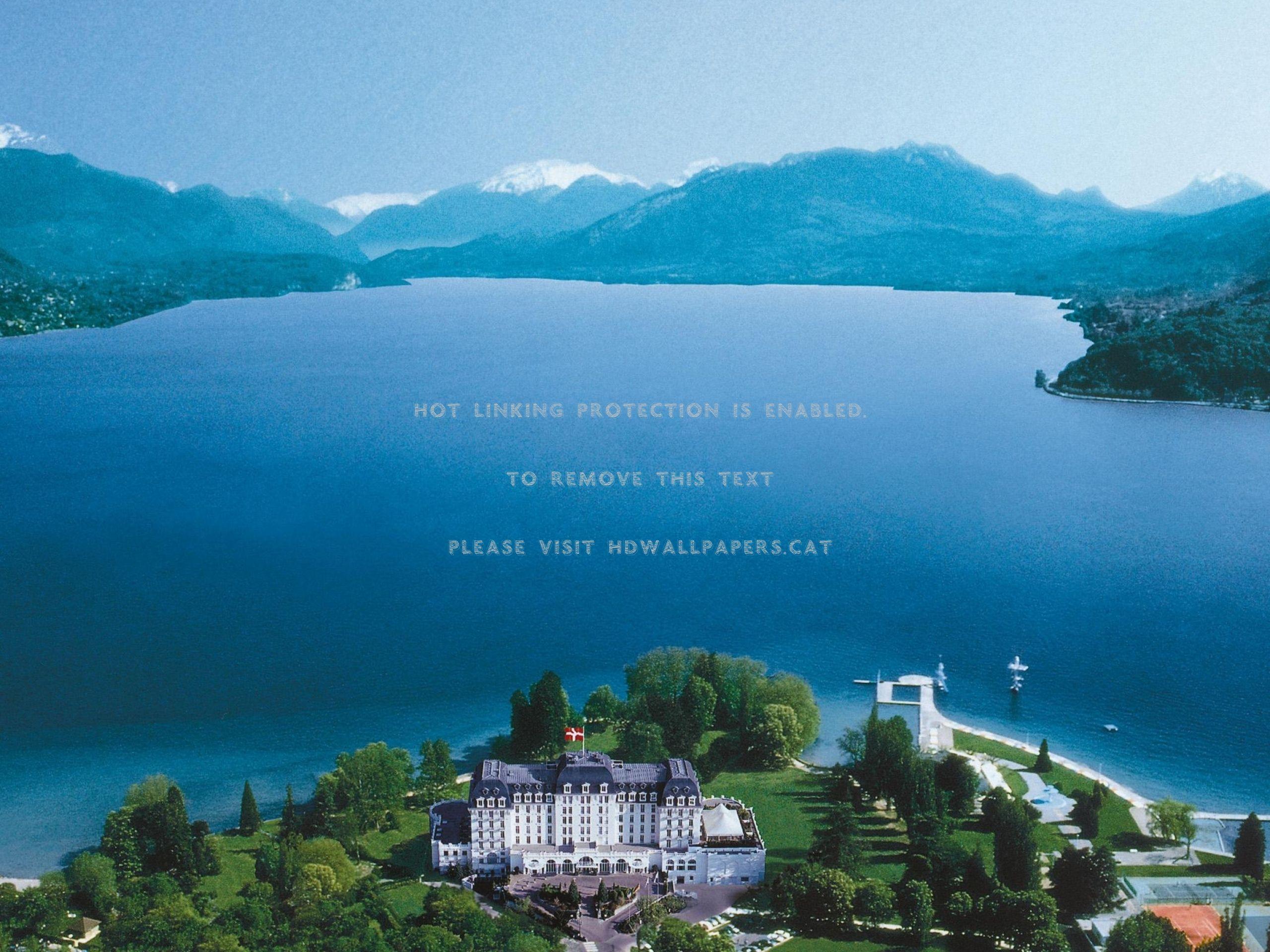 2560x1920 lake annecy mountains building panaroma
