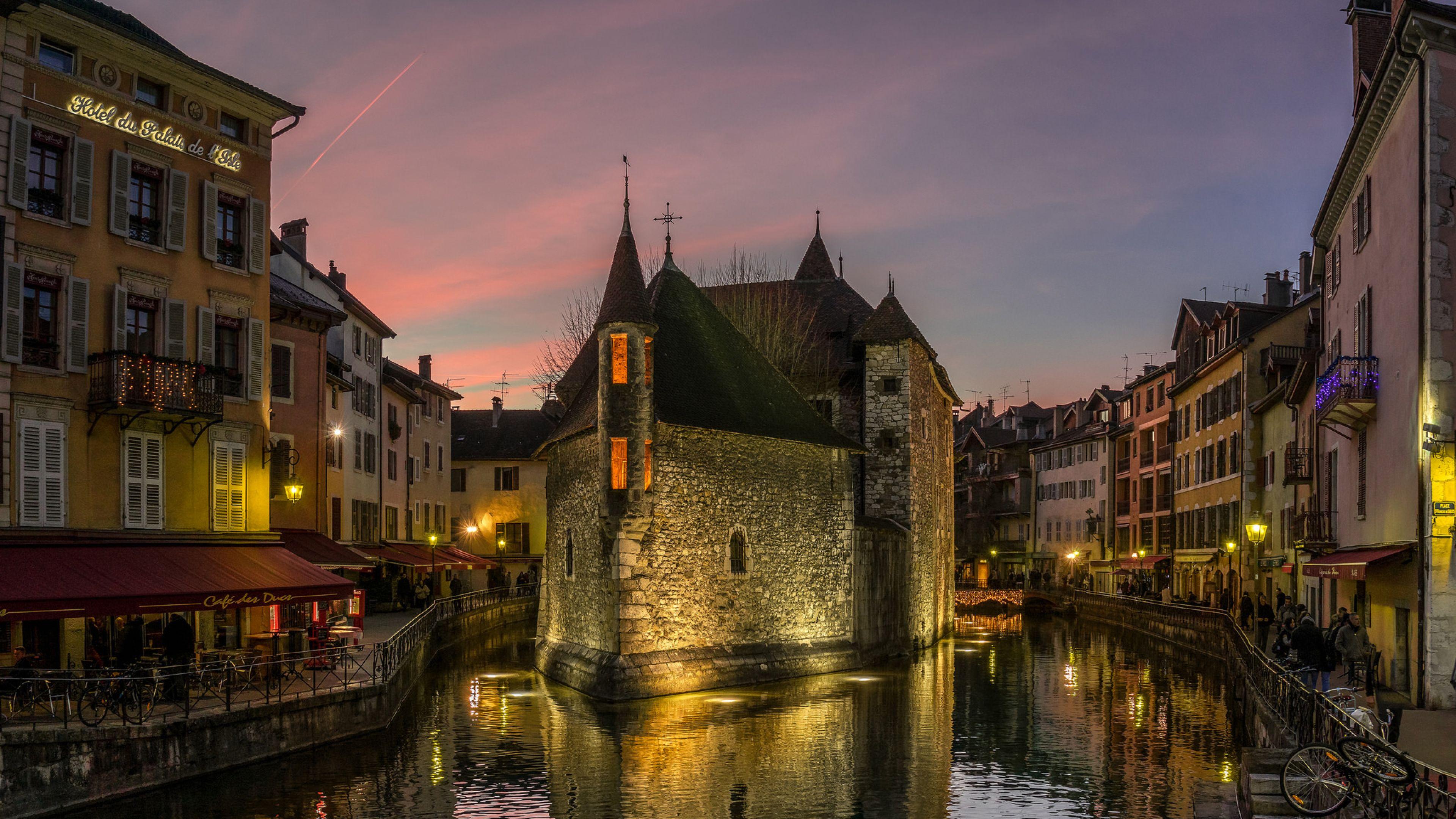 3840x2160 Island Palace, Museum of the History of Annecy, France wallpaper and image, picture, photo