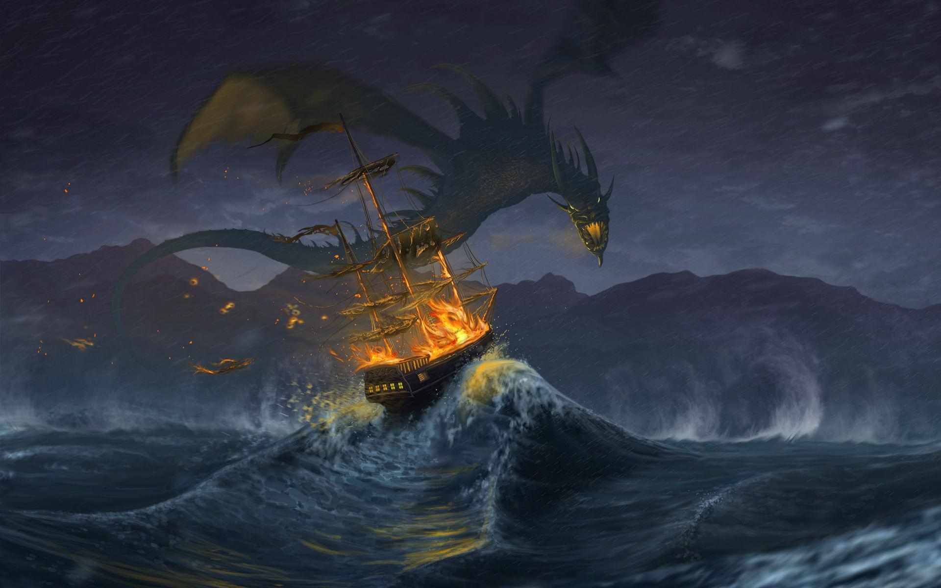 1920x1200 Dragon Art Horror Background HD Wallpaper Image