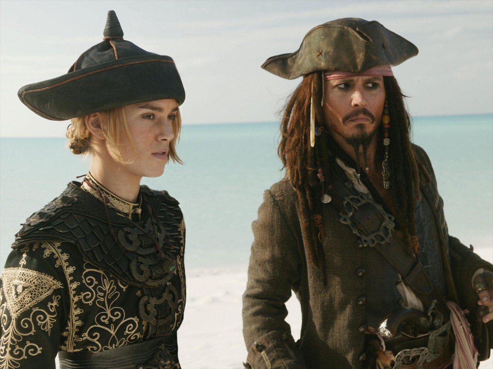 1600x1200 Keira Knightley Pirates of the Caribbean Johnny Depp Captain Jack Sparrow Elizabeth Swann wallpaperx1200