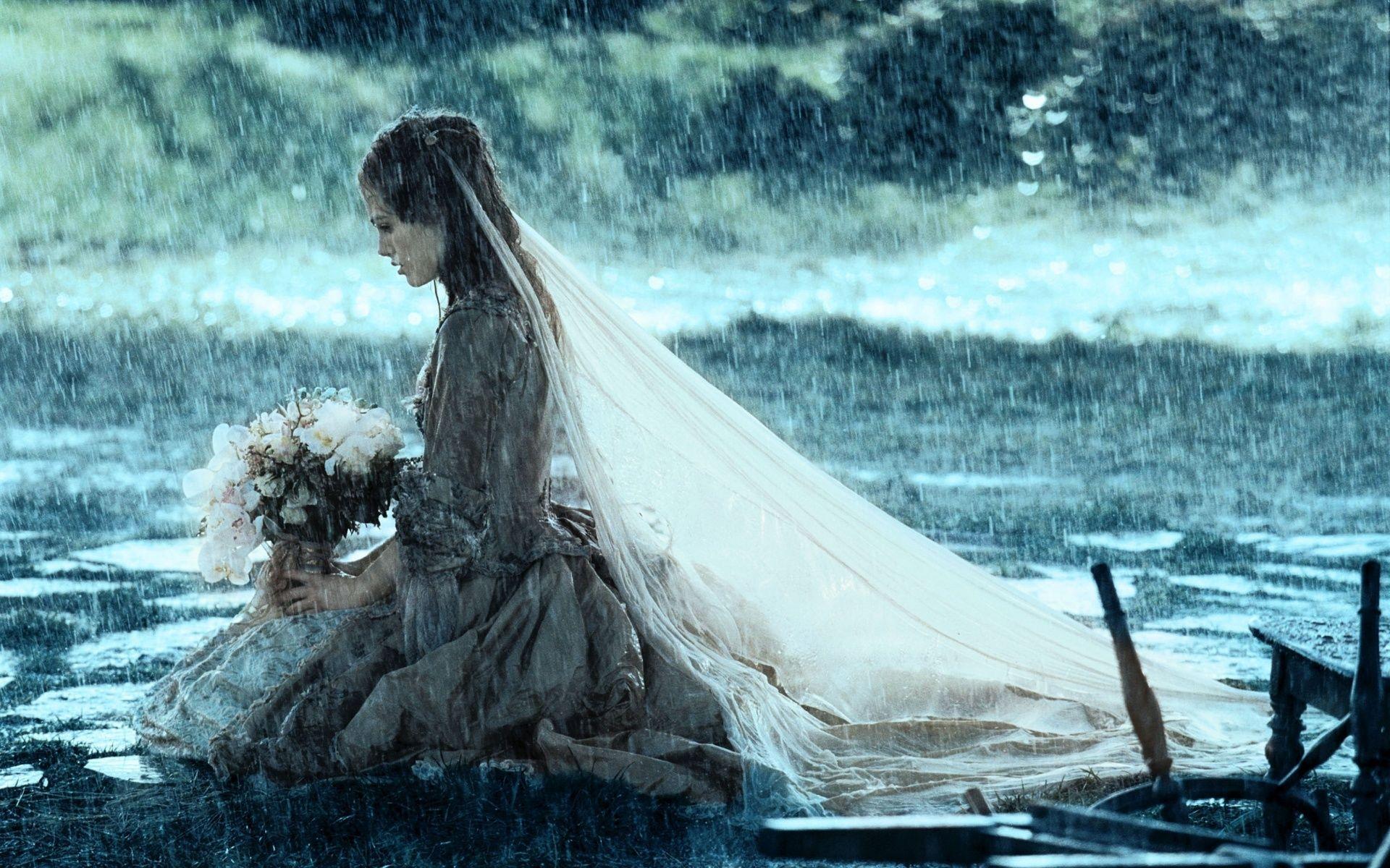 1920x1200 Wallpaper pirates of the caribbean: dead mans chest, elizabeth swann, actress, rain, keira knightley, bride desktop wallpaper Movies