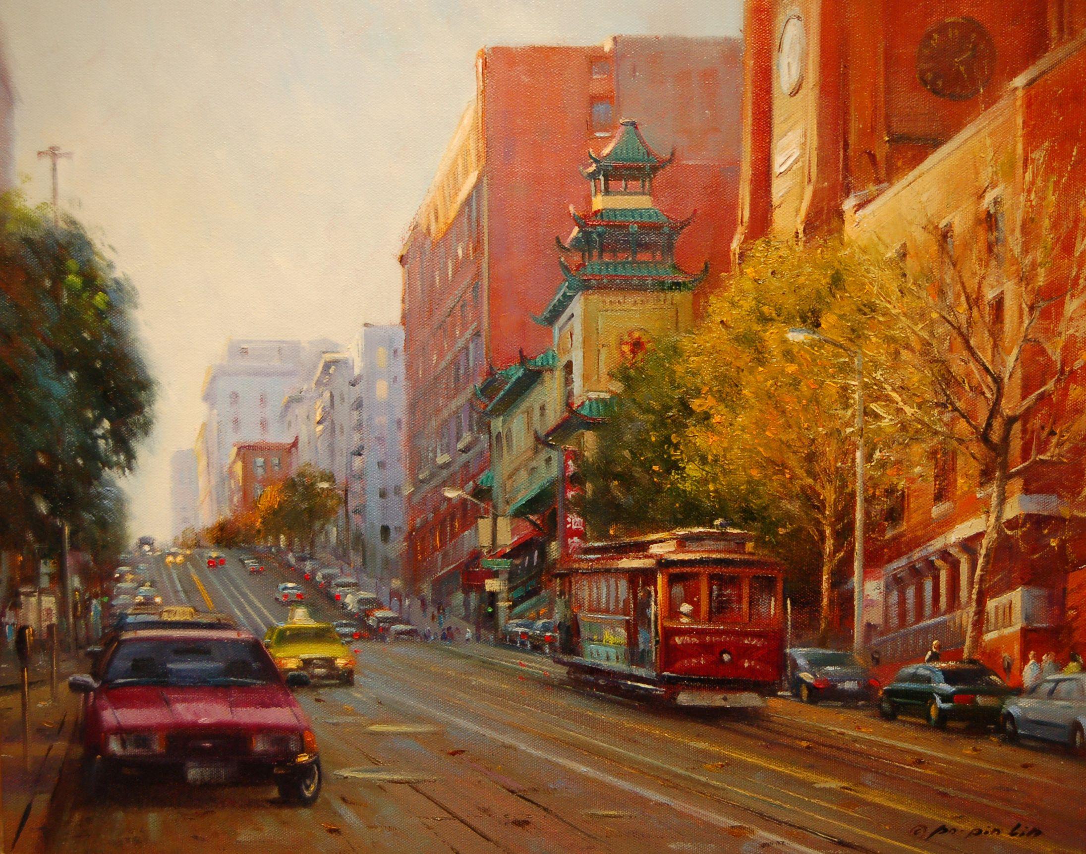 2191x1723 Autumn painting po pin lin art tram wallpaperx1723