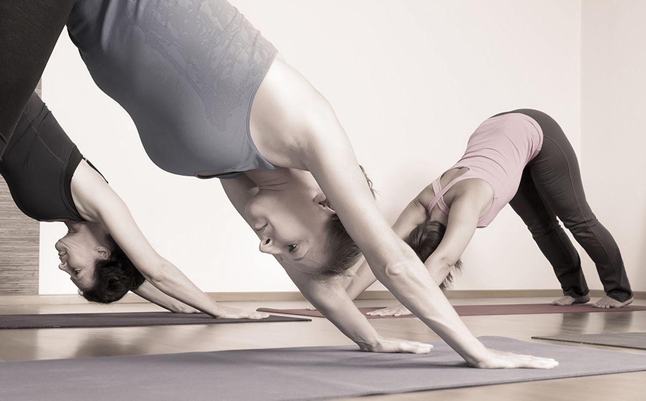 1280x796 image Yoga stretching class position Fitness Sport young woman