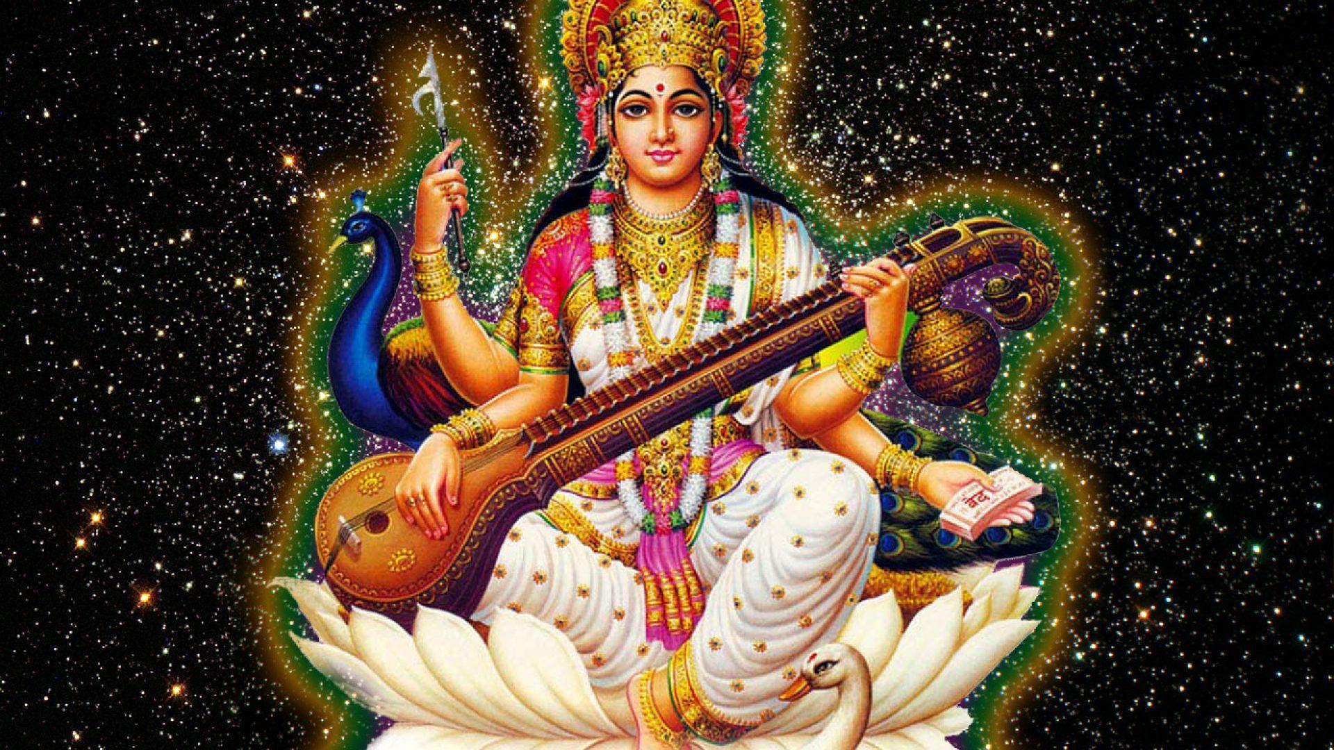 Goddess Saraswati Wallpapers - Top Free Goddess Saraswati Backgrounds -  WallpaperAccess