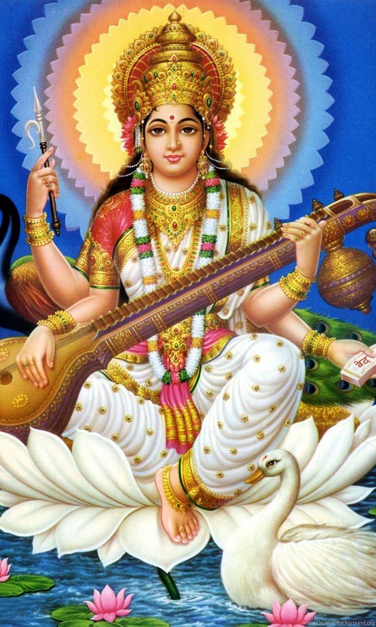 768x1280 Goddess Saraswati Picture Download Desktop Background