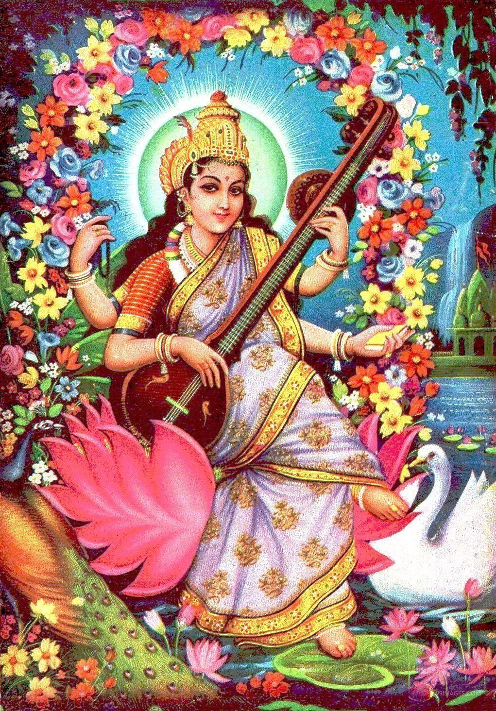 1021x1464 Saraswati Best HD Image Resolution Goddess Saraswati